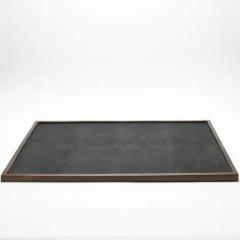  Kifu Paris Kifu Augousti Extra Large Rectangular Tray in Shagreen with Bronze Patina Brass by Kifu Paris - 3845004