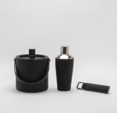  Kifu Paris Kifu Augousti Ice Bucket in Black Shagreen with Stainless Steel Detail by KIFU Paris - 4208464