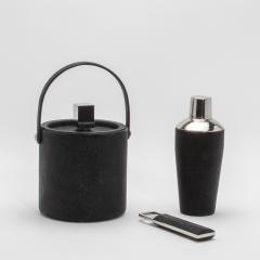 Kifu Paris Kifu Augousti Ice Bucket in Black Shagreen with Stainless Steel Detail by KIFU Paris - 4208467