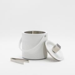  Kifu Paris Kifu Augousti Ice Bucket in White Shagreen with Stainless Steel Details by KIFU Paris - 4208458