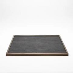  Kifu Paris Kifu Augousti Large Square Tray in Black Shagreen with Bronze Patina Brass by Kifu Paris - 3845006