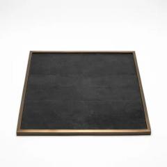  Kifu Paris Kifu Augousti Large Square Tray in Black Shagreen with Bronze Patina Brass by Kifu Paris - 3845009