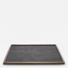  Kifu Paris Kifu Augousti Large Square Tray in Black Shagreen with Bronze Patina Brass by Kifu Paris - 3846121