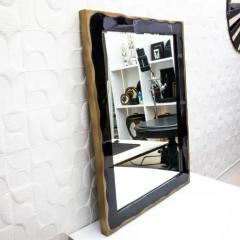  Kifu Paris Kifu Augousti Modern Mirror in Black Shell with Bronze Patina Brass Details by KIFU Paris - 3906888