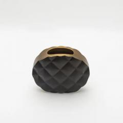  Kifu Paris Kifu Augousti Modern Quilted Vase in Black Oak with Brass Details by Kifu Paris - 3876654