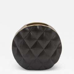  Kifu Paris Kifu Augousti Modern Quilted Vase in Black Oak with Brass Details by Kifu Paris - 3884656