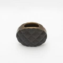  Kifu Paris Kifu Augousti Modern Quilted Vase in Black Shagreen with Brass Details by KIFU Paris - 3876523