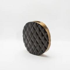  Kifu Paris Kifu Augousti Modern Quilted Vase in Black Shell with Brass Details by KIFU Paris - 3876450