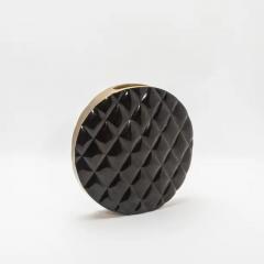  Kifu Paris Kifu Augousti Modern Quilted Vase in Black Shell with Brass Details by KIFU Paris - 3876452
