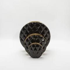  Kifu Paris Kifu Augousti Modern Quilted Vase in Black Shell with Brass Details by KIFU Paris - 3876495