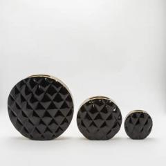  Kifu Paris Kifu Augousti Modern Quilted Vase in Black Shell with Brass Details by KIFU Paris - 3876502