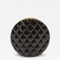  Kifu Paris Kifu Augousti Modern Quilted Vase in Black Shell with Brass Details by KIFU Paris - 3884587