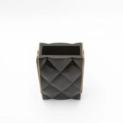  Kifu Paris Kifu Augousti Modern Quilted Vase in Black Shell with Brass Details by KIFU Paris - 3876593