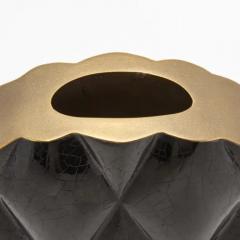  Kifu Paris Kifu Augousti Modern Quilted Vase in Black Shell with Brass Details by KIFU Paris - 3876614