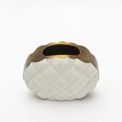  Kifu Paris Kifu Augousti Modern Quilted Vase in Shagreen with Brass Details by KIFU Paris - 3876536