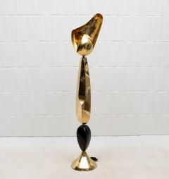  Kifu Paris Kifu Augousti Modern Sculptural Floor Lamp in Polished Brass with Black Shell Details by KIFU - 4208120