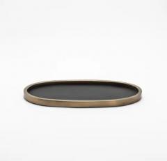  Kifu Paris Kifu Augousti Oval Tray in Black Oak with Bronze Patina Brass by Kifu Paris - 3845298
