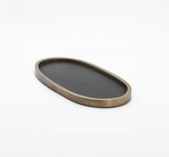  Kifu Paris Kifu Augousti Oval Tray in Black Oak with Bronze Patina Brass by Kifu Paris - 3845299