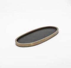  Kifu Paris Kifu Augousti Oval Tray in Black Oak with Bronze Patina Brass by Kifu Paris - 3845300