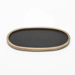  Kifu Paris Kifu Augousti Oval Tray in Black Oak with Bronze Patina Brass by Kifu Paris - 3845305