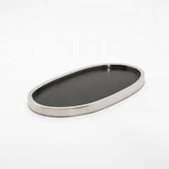  Kifu Paris Kifu Augousti Oval Tray in Black Oak with Polished Stainless Steel by Kifu Paris - 3845336