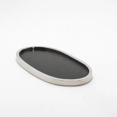  Kifu Paris Kifu Augousti Oval Tray in Black Oak with Polished Stainless Steel by Kifu Paris - 3845337