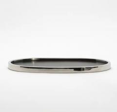  Kifu Paris Kifu Augousti Oval Tray in Black Oak with Polished Stainless Steel by Kifu Paris - 3845339