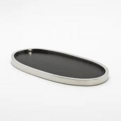  Kifu Paris Kifu Augousti Oval Tray in Black Oak with Polished Stainless Steel by Kifu Paris - 3845350