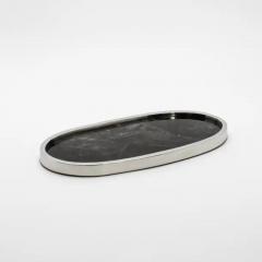  Kifu Paris Kifu Augousti Oval Tray in Black Quartz with Polished Stainless Steel by Kifu Paris - 3845292