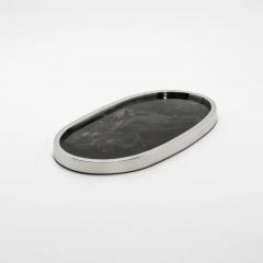  Kifu Paris Kifu Augousti Oval Tray in Black Quartz with Polished Stainless Steel by Kifu Paris - 3845293