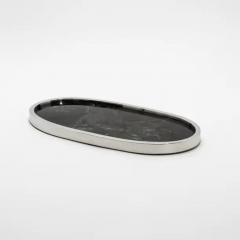  Kifu Paris Kifu Augousti Oval Tray in Black Quartz with Polished Stainless Steel by Kifu Paris - 3845296