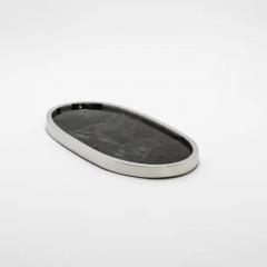  Kifu Paris Kifu Augousti Oval Tray in Black Quartz with Polished Stainless Steel by Kifu Paris - 3845297