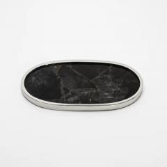  Kifu Paris Kifu Augousti Oval Tray in Black Quartz with Polished Stainless Steel by Kifu Paris - 3845303