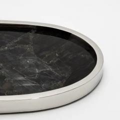  Kifu Paris Kifu Augousti Oval Tray in Black Quartz with Polished Stainless Steel by Kifu Paris - 3845304