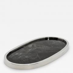  Kifu Paris Kifu Augousti Oval Tray in Black Quartz with Polished Stainless Steel by Kifu Paris - 3846132