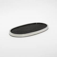  Kifu Paris Kifu Augousti Oval Tray in Black Shagreen with Polished Stainless Steel by Kifu Paris - 3845312
