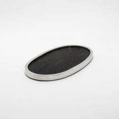  Kifu Paris Kifu Augousti Oval Tray in Black Shagreen with Polished Stainless Steel by Kifu Paris - 3845314