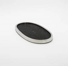 Kifu Paris Kifu Augousti Oval Tray in Black Shagreen with Polished Stainless Steel by Kifu Paris - 3845315