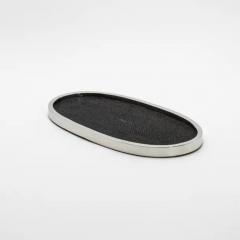  Kifu Paris Kifu Augousti Oval Tray in Black Shagreen with Polished Stainless Steel by Kifu Paris - 3845316