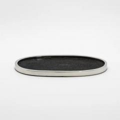  Kifu Paris Kifu Augousti Oval Tray in Black Shagreen with Polished Stainless Steel by Kifu Paris - 3845325