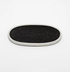  Kifu Paris Kifu Augousti Oval Tray in Black Shagreen with Polished Stainless Steel by Kifu Paris - 3845326