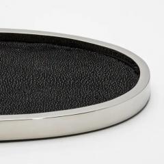  Kifu Paris Kifu Augousti Oval Tray in Black Shagreen with Polished Stainless Steel by Kifu Paris - 3845327
