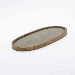  Kifu Paris Kifu Augousti Oval Tray in Grey Shagreen with Bronze Patina Brass by Kifu Paris - 3845280