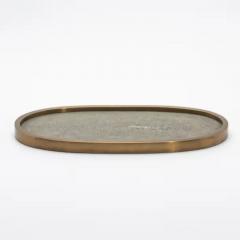  Kifu Paris Kifu Augousti Oval Tray in Grey Shagreen with Bronze Patina Brass by Kifu Paris - 3845282