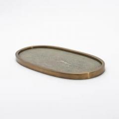  Kifu Paris Kifu Augousti Oval Tray in Grey Shagreen with Bronze Patina Brass by Kifu Paris - 3845283