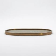  Kifu Paris Kifu Augousti Oval Tray in Grey Shagreen with Bronze Patina Brass by Kifu Paris - 3845284