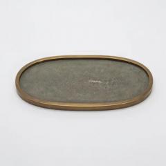  Kifu Paris Kifu Augousti Oval Tray in Grey Shagreen with Bronze Patina Brass by Kifu Paris - 3845289