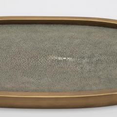  Kifu Paris Kifu Augousti Oval Tray in Grey Shagreen with Bronze Patina Brass by Kifu Paris - 3845290