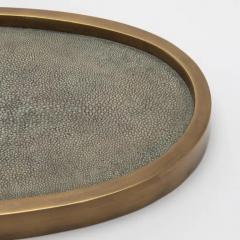  Kifu Paris Kifu Augousti Oval Tray in Grey Shagreen with Bronze Patina Brass by Kifu Paris - 3845291