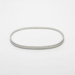  Kifu Paris Kifu Augousti Oval Tray in White Shagreen with Polished Stainless Steel by Kifu Paris - 3845341